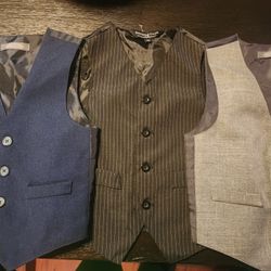 3T Boys Vest Suit (Blue, Black, And Gray)