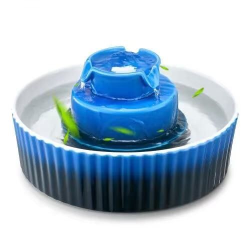 Ceramic Cat Water Fountain, 2.1L/71oz Cupcake Pet Fountain, Porcelain Cat Water Dispenser with Ultra-Quiet Pump, 360° Drinking Area and Multi-Layer Fi