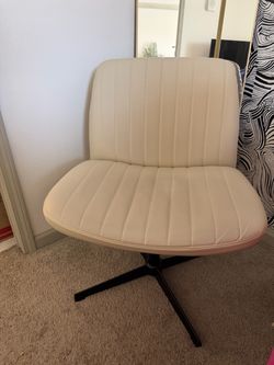 Cream Faux Leather Swivel Desk Chair