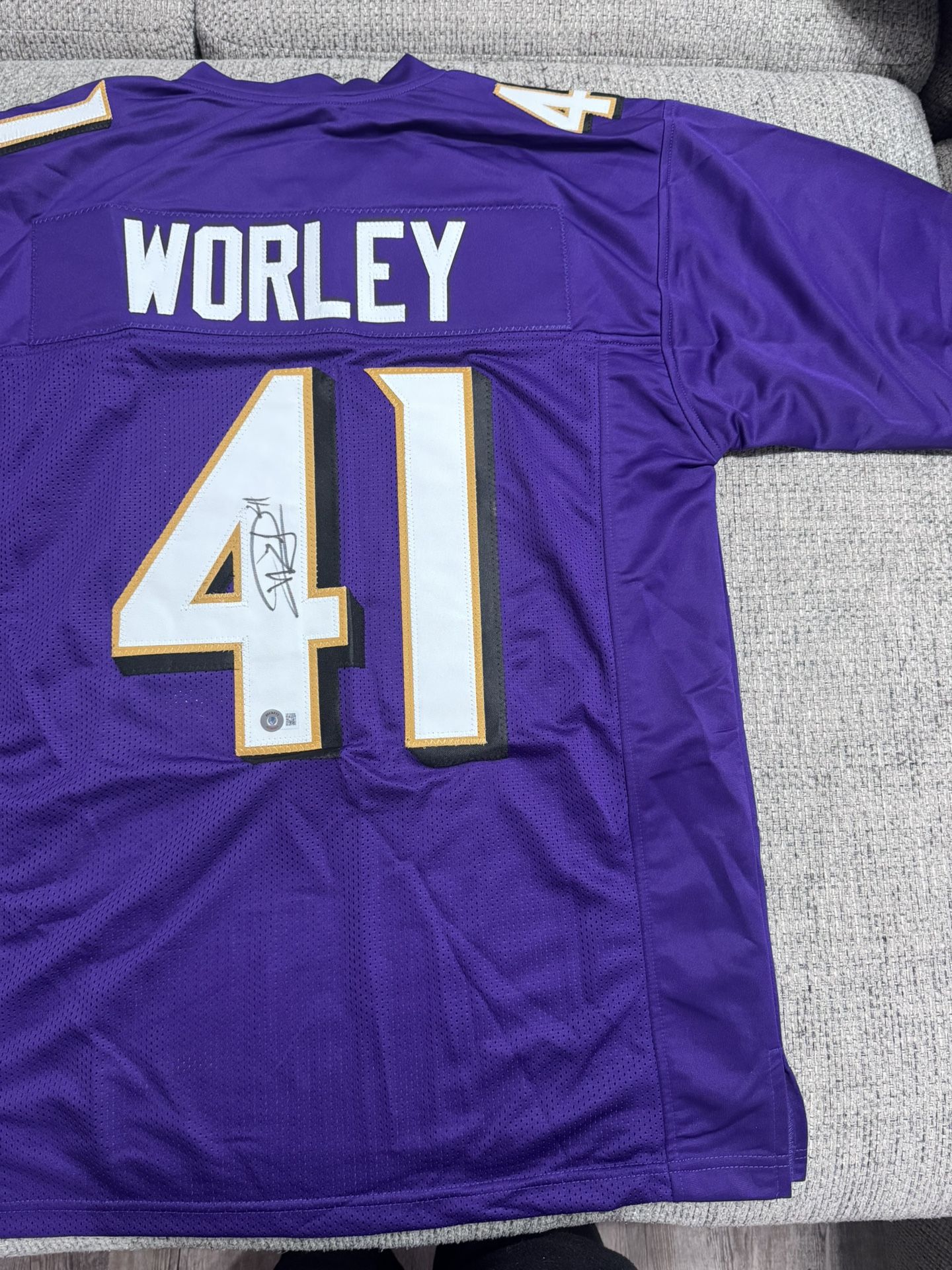 Daryl Worley Signed Autograph Custom Jersey - Beckett Coa - Baltimore Ravens