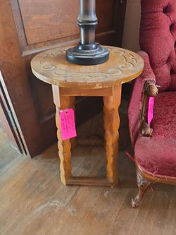 Oak plant stand or side table.