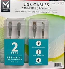 Member's Mark Apple USB Lightning 3ft and 6ft Cables (2 pk.)