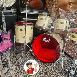 🔥 Restored “Marine Pearl” Drum Set w/Zildjians