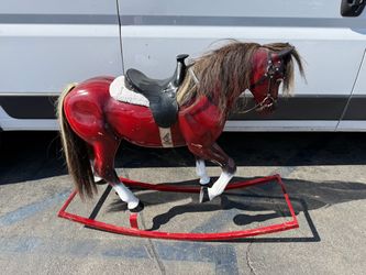 Vintage Fiberglass Rocking Horse with Real Horse Hair