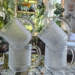 Vintage littala Krouvi Arabia Finn Crystal Textured Beer Mugs 