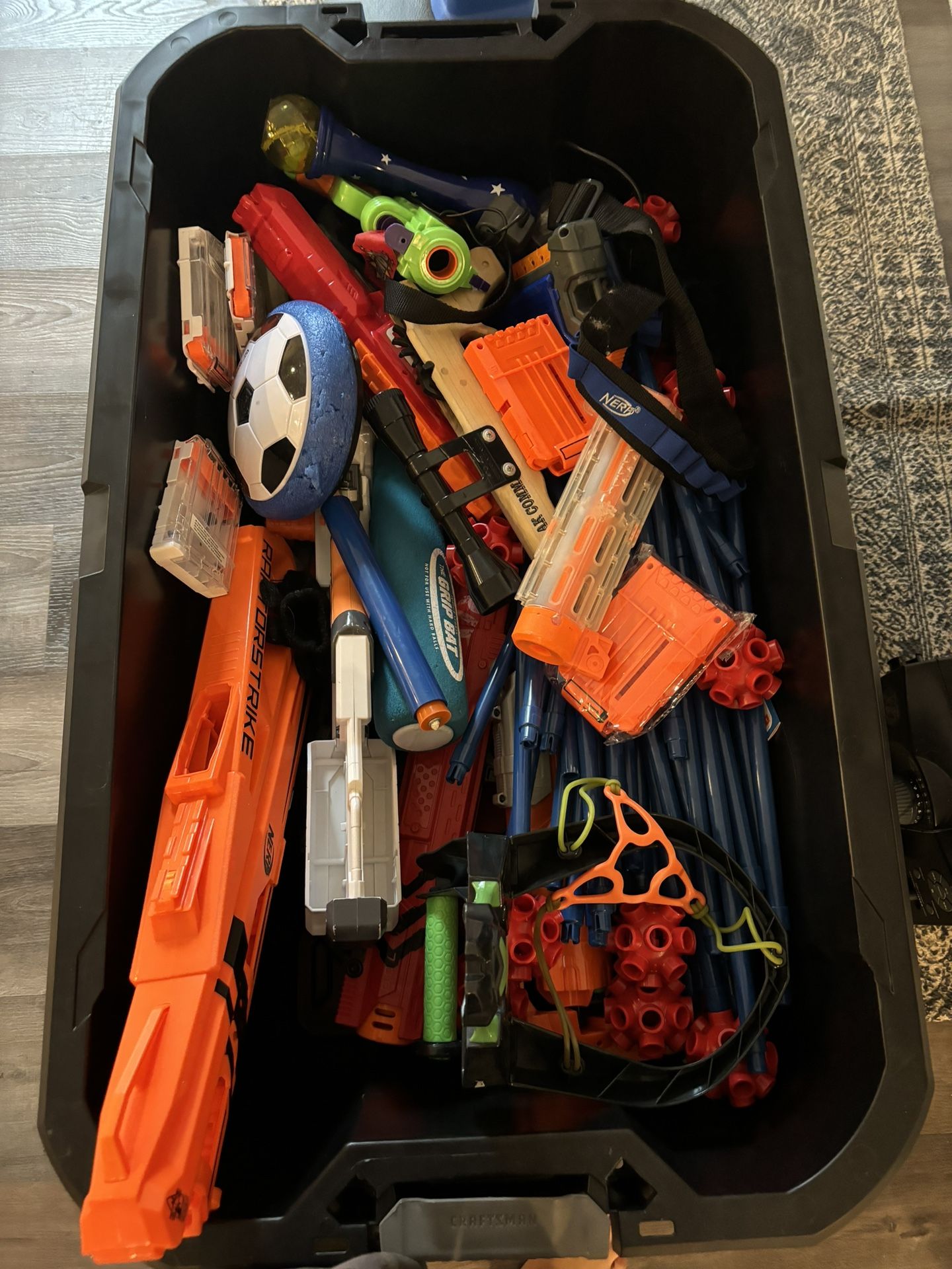 Box Full Of Nerf Guns & Other Toys 