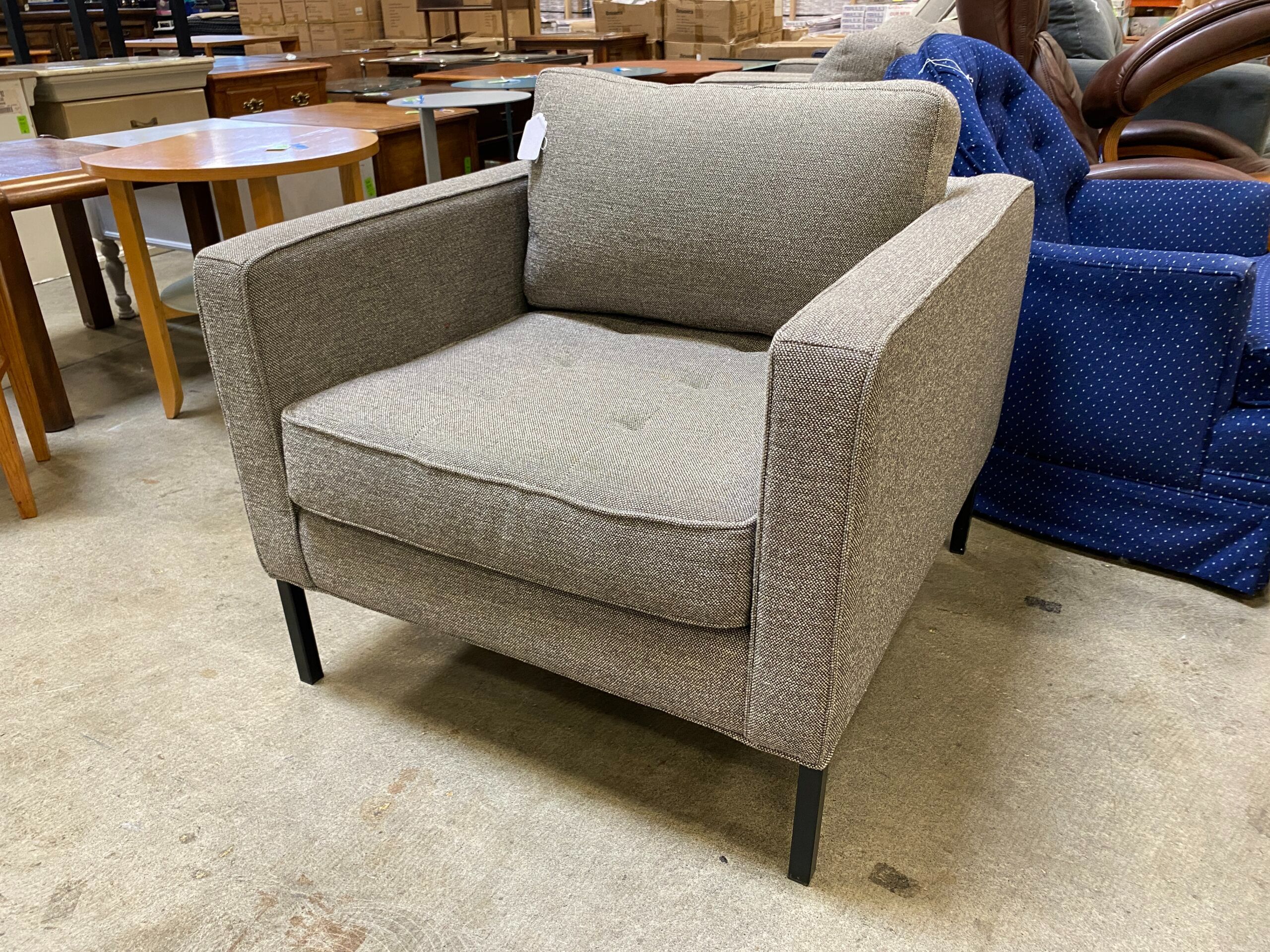 BLU DOT Paramount Tufted Seat Accent Chair in Grey