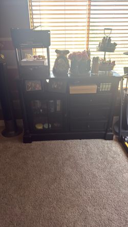Black Wood TV Stand with Storage