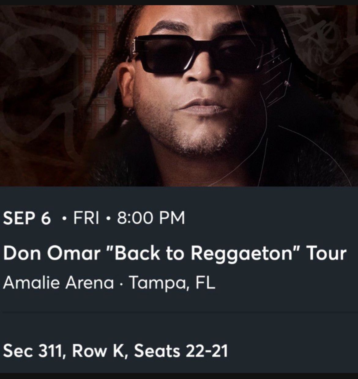 Don Omar "Back To Reggaeton" Tour Tickets (2)