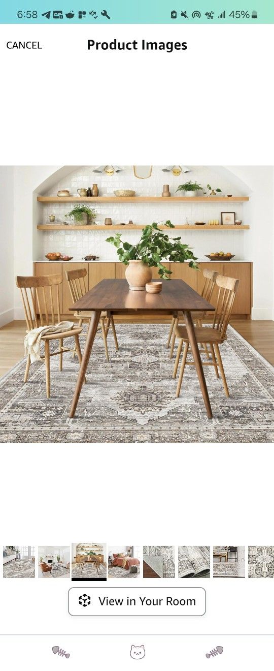 New in Plastic Washable 5x7 area rug - Grey