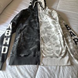BAPE x Neighborhood Split Camo Shark Full Zip Hoodie