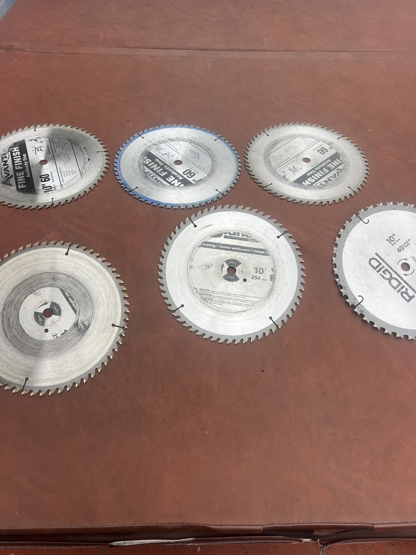 Lot Of 6 Saw Table 10” Blades Ridgid Avanti Fine Carbide Uniformes