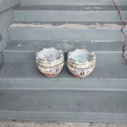 Antigou Pez Jardenera China de Porcelana Rosa Y Doradoa 90's