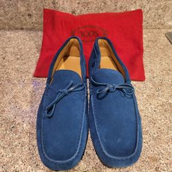 Tod's Gommino Blue Suede driving Shoe Size EU 44.5