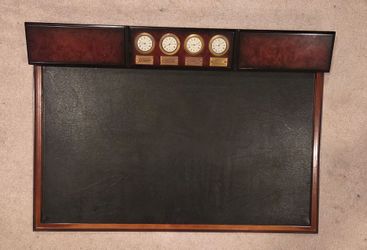Vintage Desk Blotter Pad with Clocks