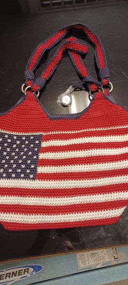 The Sak American Flag Crochet Shoulder Bag Purse 