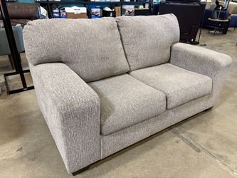 ASHLEY FURNITURE Heathered Grey Square Arm Loveseat