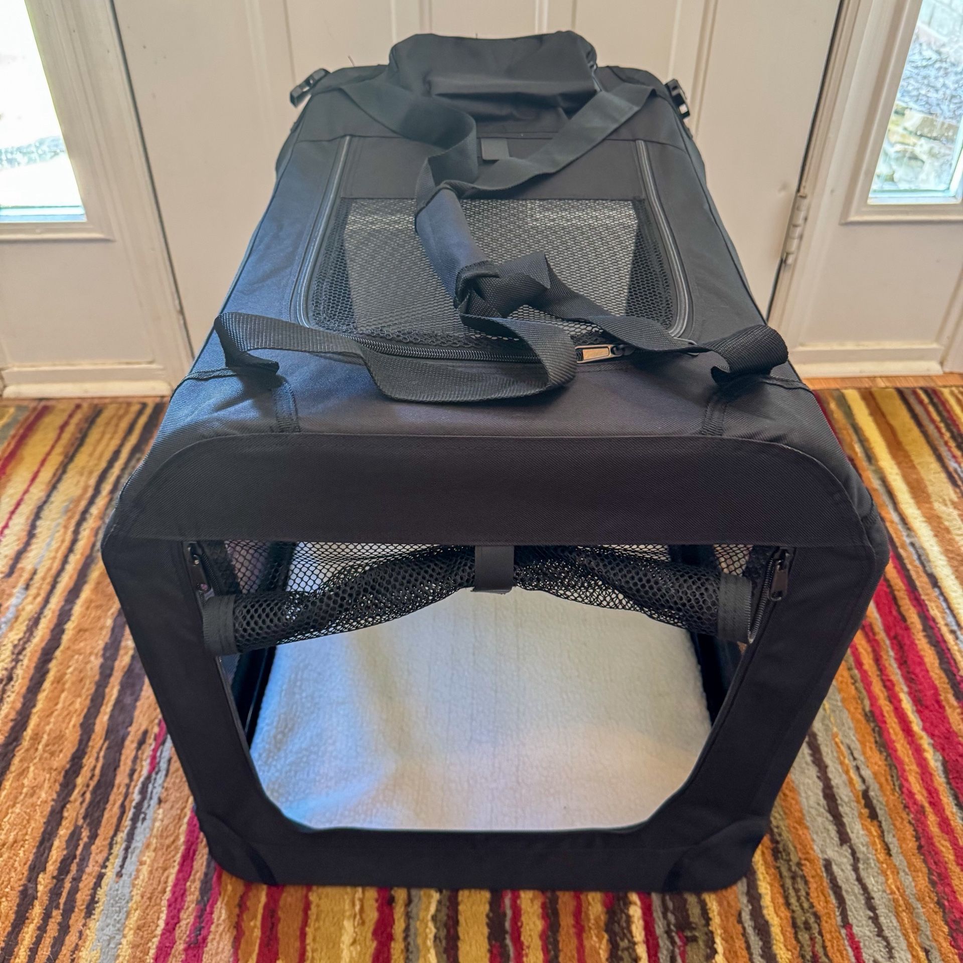 NEW Portable 28" Soft Foldable 3-Door Dog Crate - Pet Travel Kennel - Car Seat Carrier -$70 Retail