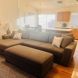 Grey 5-6 Seater With Chaise And Ottoman