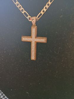 925 Silver Cross 9.5 g on a 14 karat gold-plated chain 25 inches long