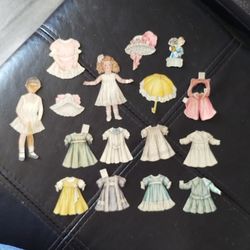 Set of 16 Paper Doll and clothes Vintage Dresses 