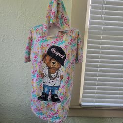 Mens Legend Short Sleeve hoodie Graphic Paint Splatter Multi Color bear XL. Pit to pit: 24. 5", L: 31", sleeve: 8.5".
