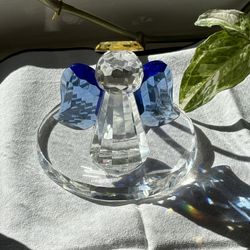 Partylite Crystal Angel with Blue Wings & Amber Halo – Candle Holder, Figurine, Gift