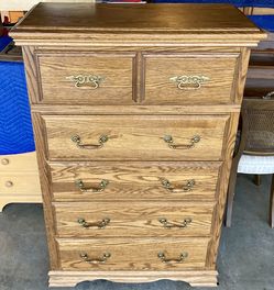 Furniture Traditions Solid Oak Wood 5 Drawer Plus Highboy Dresser Chest of Drawers 