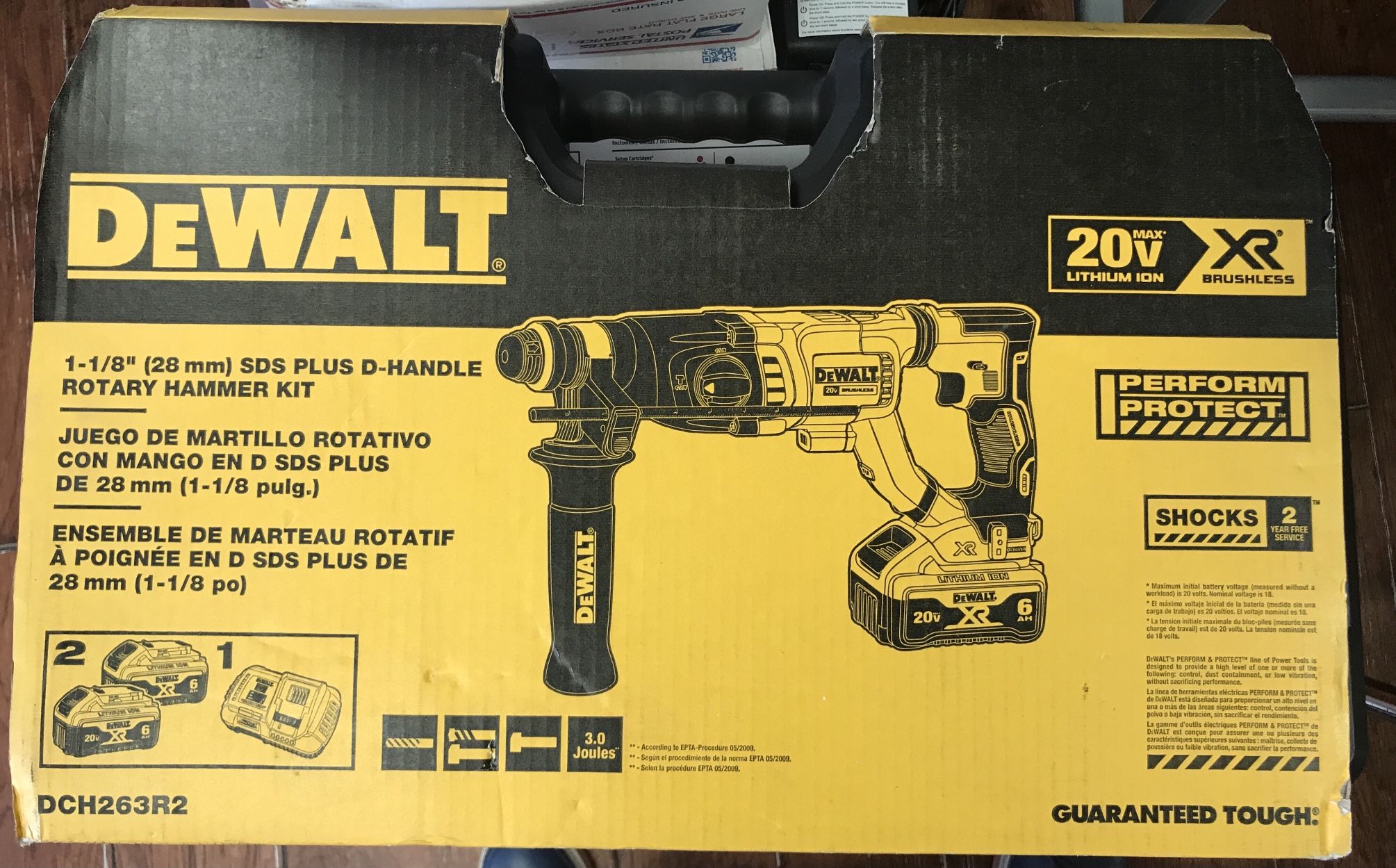 DeWalt  DCH263R2  1-1/8 SDS Plus D Handle Rotary  Hammer Kit