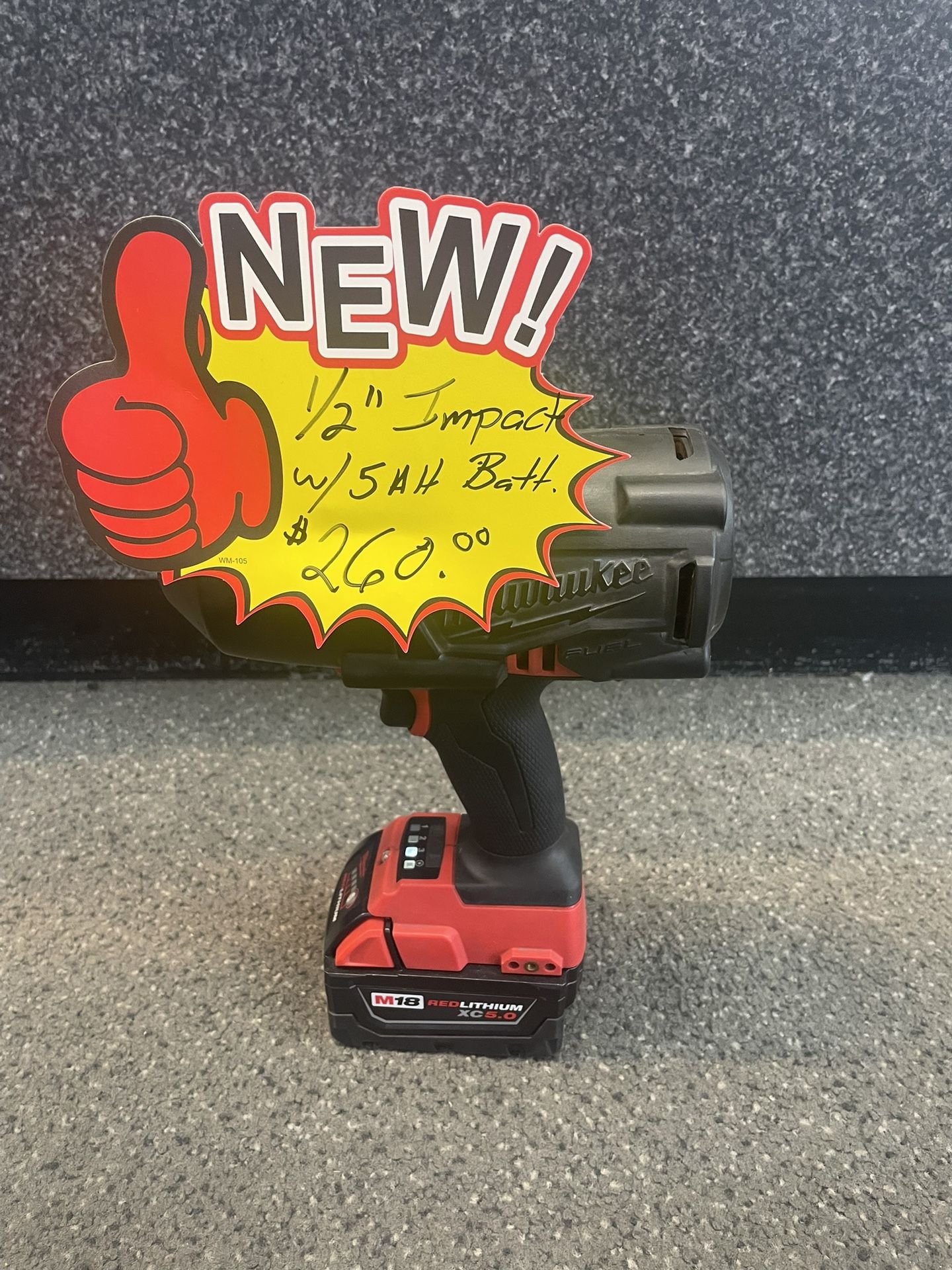 Milwaukee 1/2” Impact Wrench With 5ah Battery 