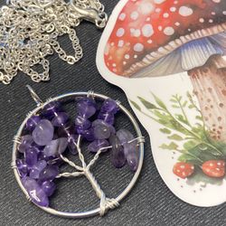 Wire Wrapped Hand Crafted Crystal Tree Of Life Necklace