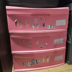 Pink Plastic Drawers 