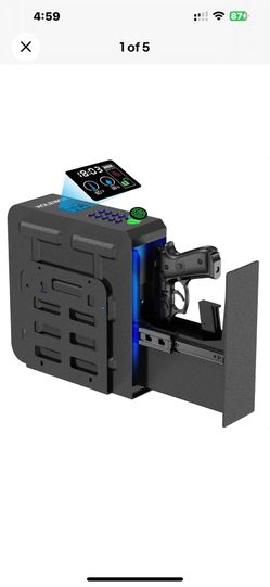 HOLEWOR GUN SAFE BIOMETRIC PISTOL BOX UNLOCK MOUNTED HANDGUN CASE - BLACK