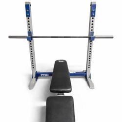 Squat Rack + Bench + Barbell – Home Gym Setup
