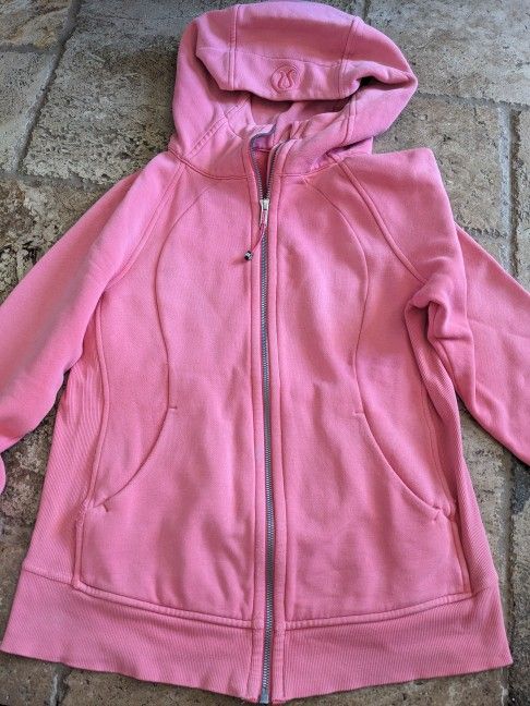 RARE LULULEMON SCUBA FULL ZIP PINK HOODIE SIZE 8