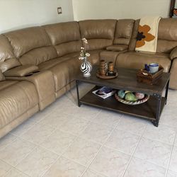 Large sectional leather couch