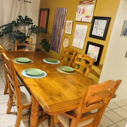 Comedor De Madera- Extendable Solid Wood Dining Table 