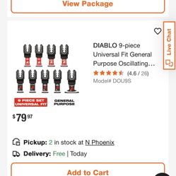 DIABLO 9-piece Universal Fit General Purpose Oscillating Blade Set