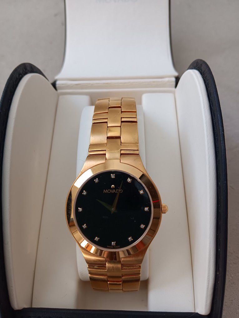 Movado Juro Men's Goldtone Watch With Diamonds on Face Pickup on Samford