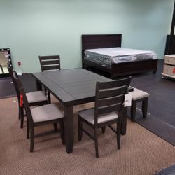 New Dining Set With Table Four Chairs And Bench