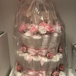 3 Tier Diaper Cake With Rattle