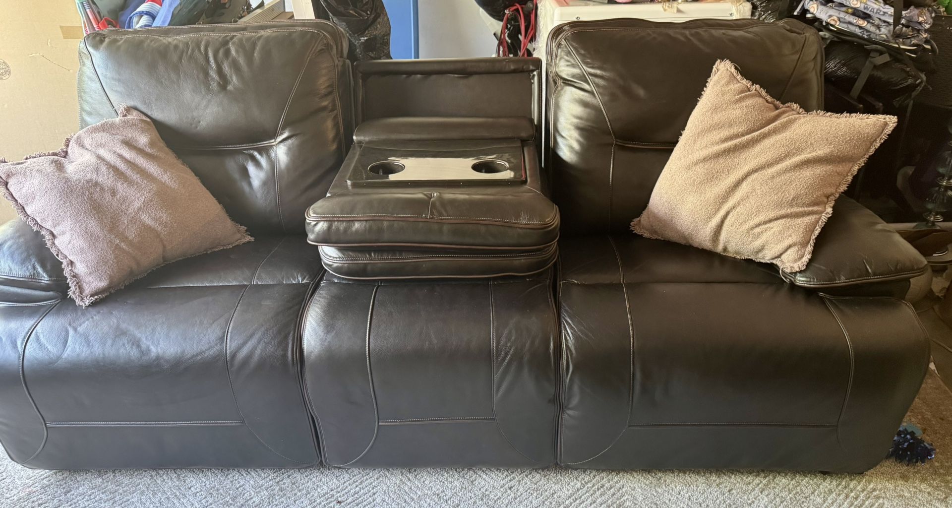 Leather Recliner Sofa & Love Seat Set w/ usb outlet. Moving And Needs To Go !
