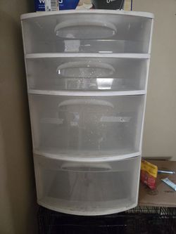 Plastic container storage bin.