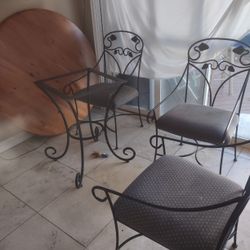Wrought Iron With Wood Table Set