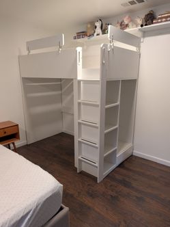 IKEA Loft Bed with Closet and storage and Drawer $250