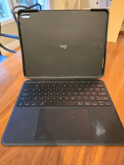 Logitech Combo Touch iPad Air 13 inch Case M2 (2024), iPad M3 & Air Keyboard Case with Kickstand - Midnight Black
