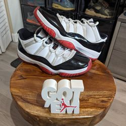 Size 9 Men's Nike Air Jordan 11 Retro Low Concord-Bred Red Sneaker (AV2187-160) 