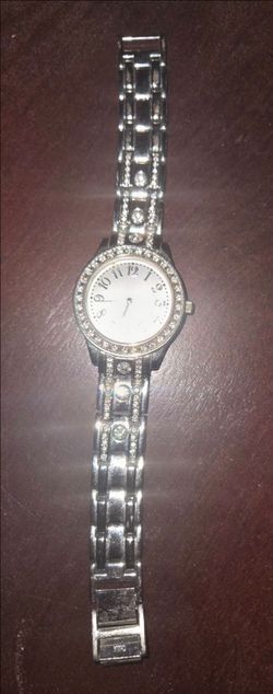 Silver-Tone Women's Watch with Crystal Bezel