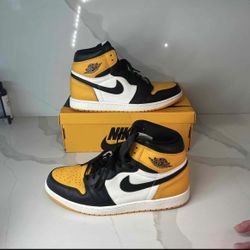 Air Jordan 1 Retro High OG Yellow Toe Mens Size 13