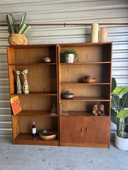 2 Piece Teak Wall Unit Bookcases